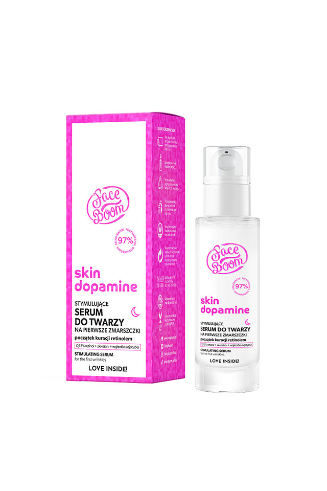 FaceBoom Serum do twarzy, Skin Dopamine, Stymulujace na pierwsze zmarszczki, Skóra zaprzyjaźniona z retinolem
