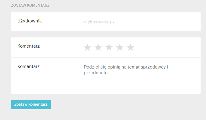 Vinted - brak możliwości wystawienia oceny