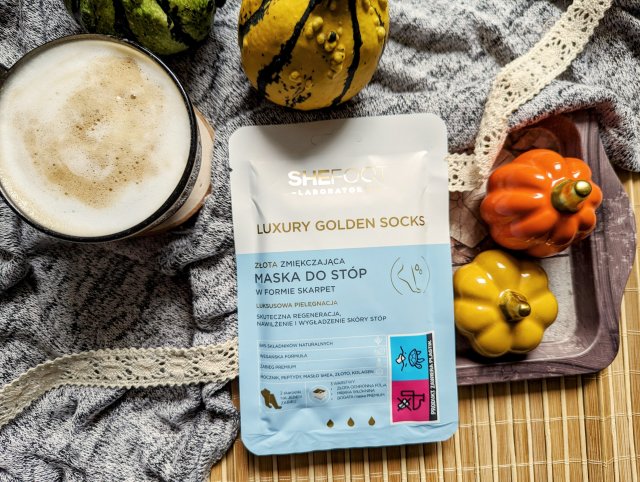 SheFoot Maska do stóp w formie skarpetek, Luxury Golden Socks, Złota, Zmiękczająca