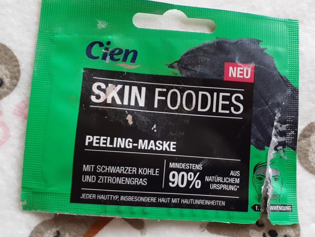 Cien Food For Skin, Maska-peeling do twarzy, Oczyszczenie z czarnym węglem i trawą cytrynową