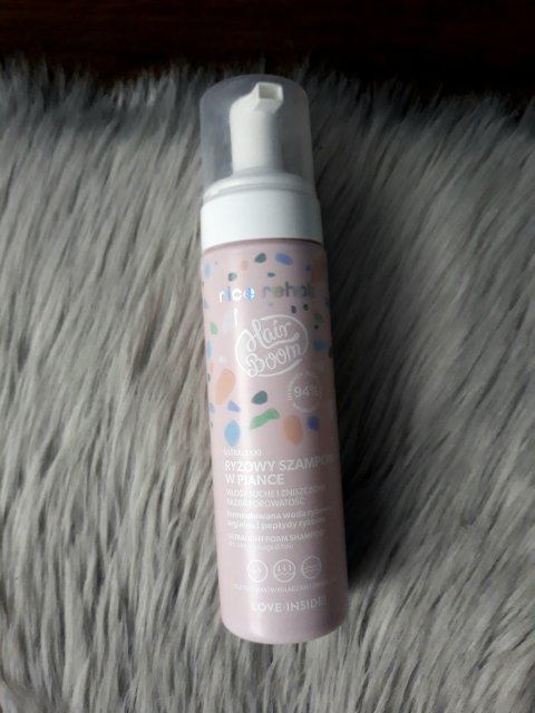 HairBoom Szampon do włosów w piance, Ryżowy, Ultralekki, Włosy suche i zniszczone