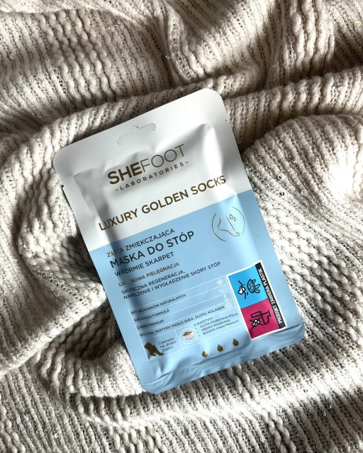 SheFoot Maska do stóp w formie skarpetek, Luxury Golden Socks, Złota, Zmiękczająca