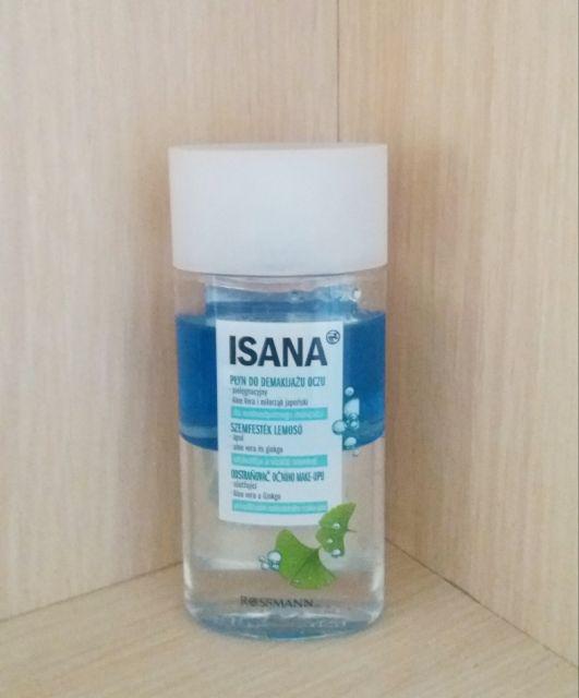 Isana Płyn do demakijażu oczu, Dwufazowy, Pielęgnacyjny, Aloe vera i Miłorząb japoński, 50ml