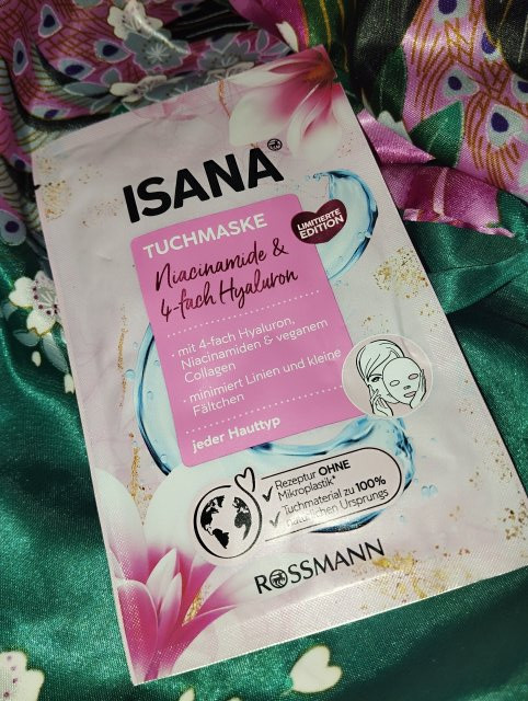 Isana Maseczka do twarzy w płacie, Niacinamide & 4-fach Hyaluron