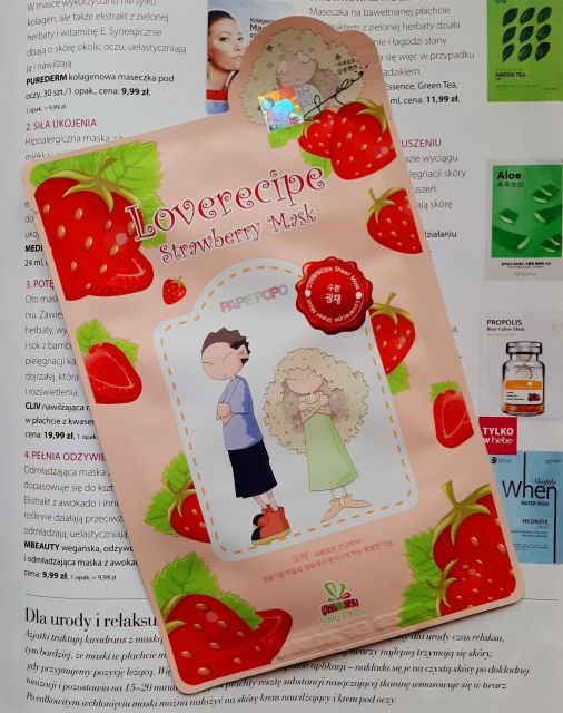 Love Recipe Maska do twarzy w płacie, Sally's Box, Strawberry