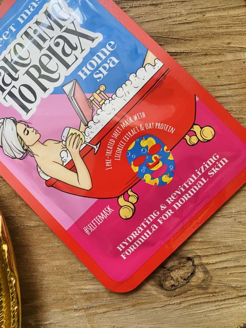 Maxbrands Marketing B.V. Face Sheet Mask, Maseczka do twarzy w płacie, Take Time To Relax