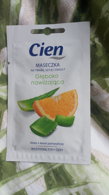 Cien Maseczka do twarzy, Głęboko nawilżająca, Aloes i kwiat pomarańczy