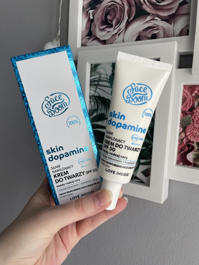 FaceBoom Krem do twarzy, Skin Dopamine, Silnie nawilżający, SPF 50, Każdy rodzaj cery