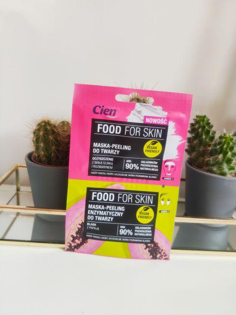 Cien Food For Skin Maska-peeling do twarzy Oczyszczenie z białą glinką i rozmarynem Blask z papają Każdy rodzaj skóry