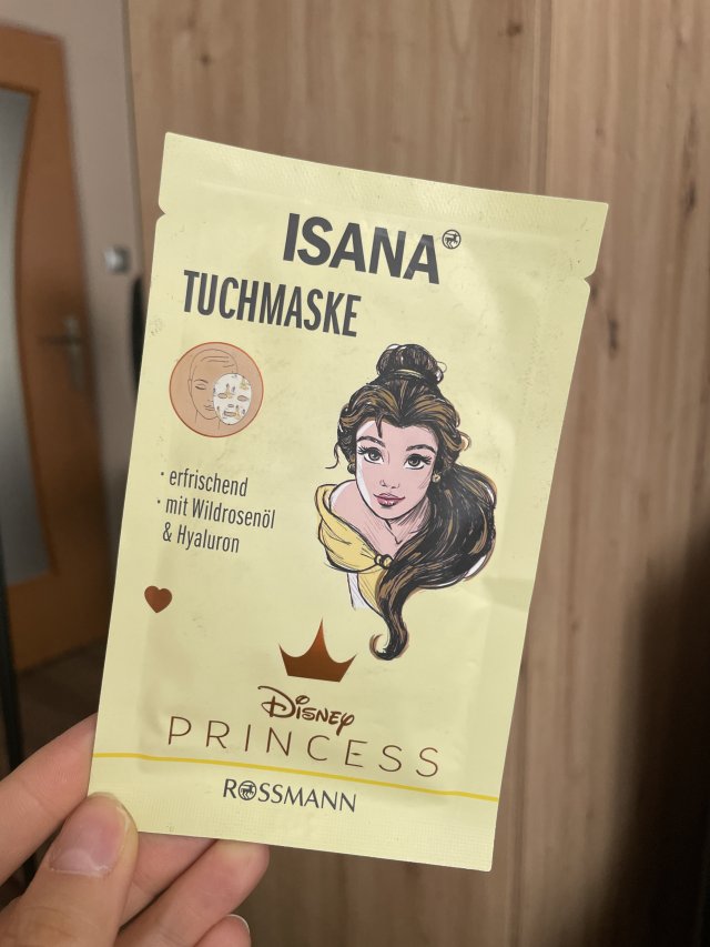 Isana Disney Princess, Maseczka do twarzy w płacie, Wildrosenol & Hyaluron, Bella