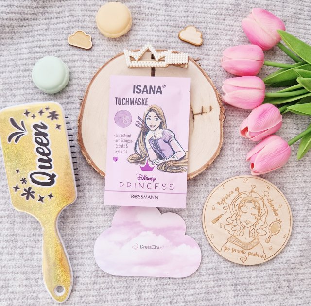 Isana Disney Princess, Maseczka do twarzy w płacie, Orangen Extract & Hyaluron, Roszpunka