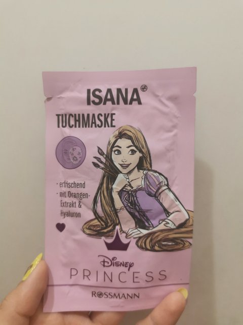 Isana Disney Princess, Maseczka do twarzy w płacie, Orangen Extract & Hyaluron, Roszpunka