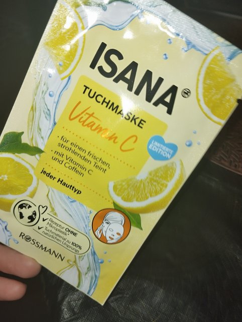 Isana Maseczka do twarzy w płacie, Vitamin C & Koffein