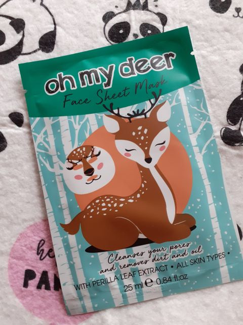 Maxbrands Marketing B.V. Oh My Deer Face Sheet Mask, Maseczka do twarzy w płacie, Oczyszczająca, Z ekstraktem z liści pachnotki