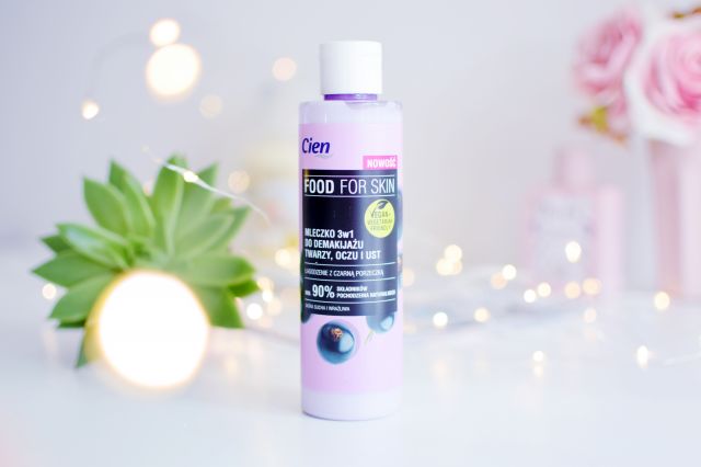 Cien Food For Skin, Mleczko 3w1 do demakijażu, Łagodzenie z czarną porzeczką, Cera sucha i wrażliwa
