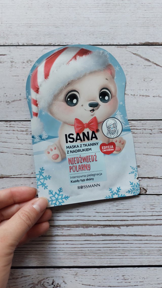 Isana Maska na tkaninie z nadrukiem, niedźwiedź polarny