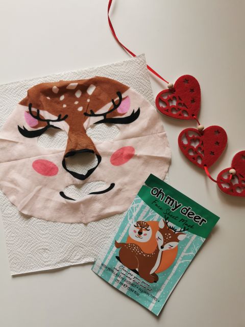 Maxbrands Marketing B.V. Face Sheet Mask, Maseczka do twarzy w płacie, Oh My Deer, Oczyszczająca, Z ekstraktem z liści pachnotki