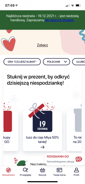 Kalendarz adwentowy Rossmann - aplikacja