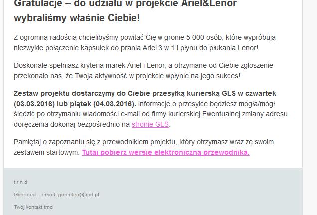 Testowanie Ariel & Lenor