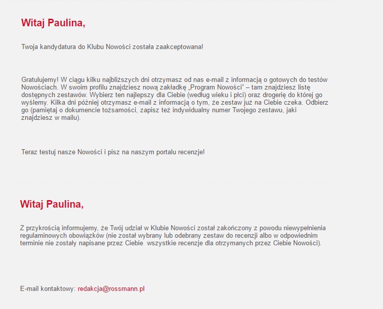 Rossmann - Klub Nowości - testowanie kosmetyków