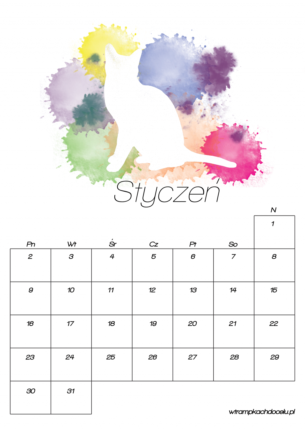 Kalendarz ścienny 2017 z kocim motywem - Oceń grafiki