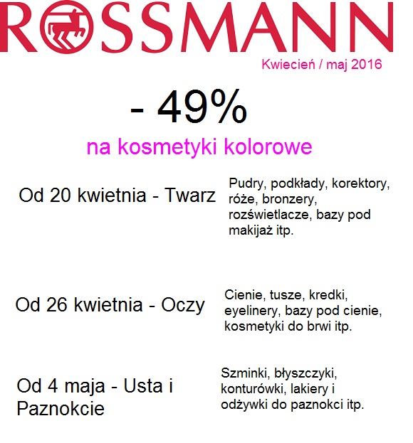 Promocja Rossmann -49% dokładna rozpiska