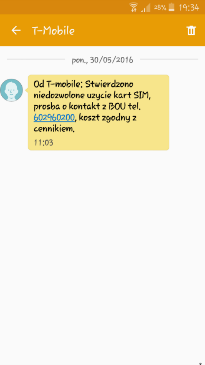 T-mobile blokada karty na sms HELP