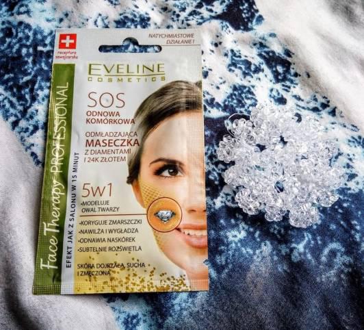 Eveline Face Therapy Professional, Maseczka do twarzy, S.O.S Odnowa Komórkowa, Odmładzająca z diamentami i 24K złotem