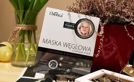 L'biotica Maska do twarzy w płacie, Oczyszcza i detoksykuje, Węglowa