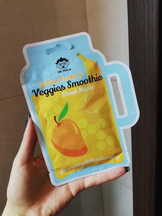 Dr. Mola Maska do twarzy w płacie, Yellow Fruits & Veggie Smoothie, Nourishing & Moisturizing