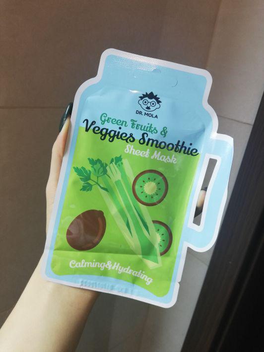 Dr. Mola Maska do twarzy w płachcie, Green Fruits & Veggies Smoothie, Calming & Hydrating