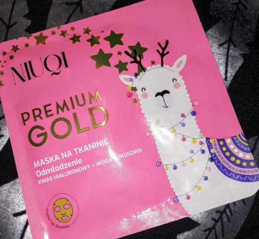 NIUQI Maska do twarzy w płachcie, premium gold odmłodzenie 