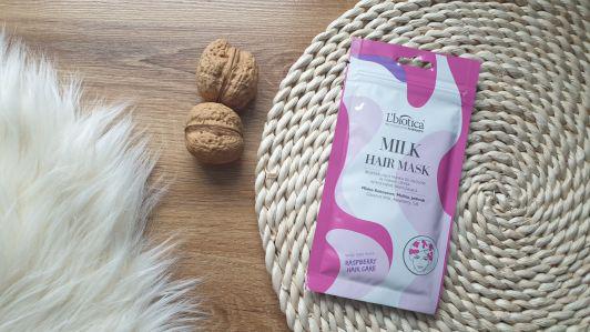 L'biotica, Milk Therapy Hair Mask, Maska do włosów w formie czepka regenerująca, Mleko kokosowe, malina, jedwab.
