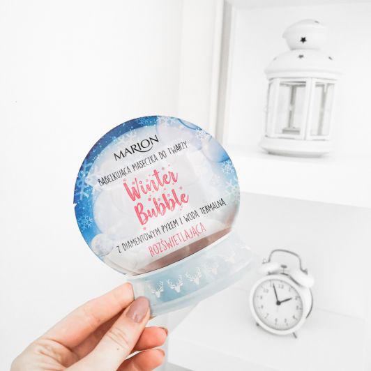 Marion Winter Bubble, Maseczka do twarzy, Bąbelkująca, Rozświetlająca, Z diamentowym pyłem i wodą termalną