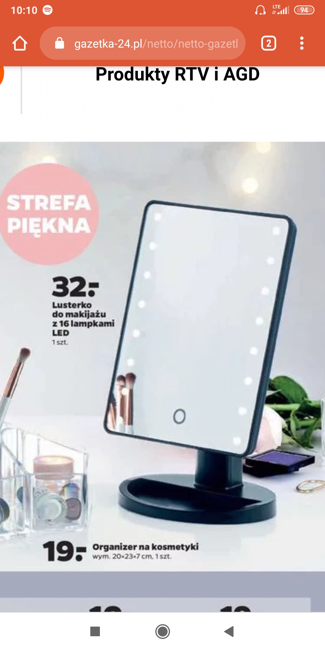 Lusterko kosmetyczne led