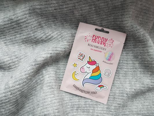 Marion Funny Mask, Jednorożec, Maska Nawilżająca Na Tkaninie, Kamień Księżycowy i Perła