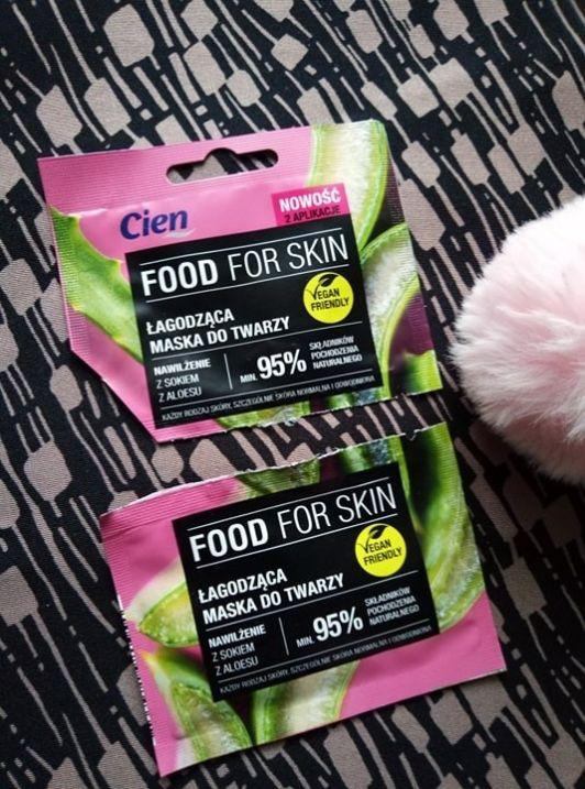 Cien Food For Skin, łagodząca maska do twarzy, nawilżenie z sokiem z aloesu