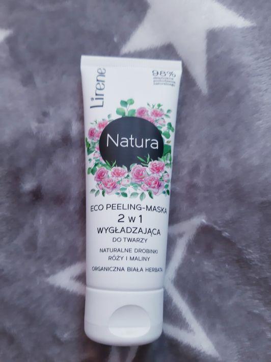 Lirene Natura, Eco, Peeling-maska do twarzy, Naturalne drobinki róży i malin, Organiczna biała herbata