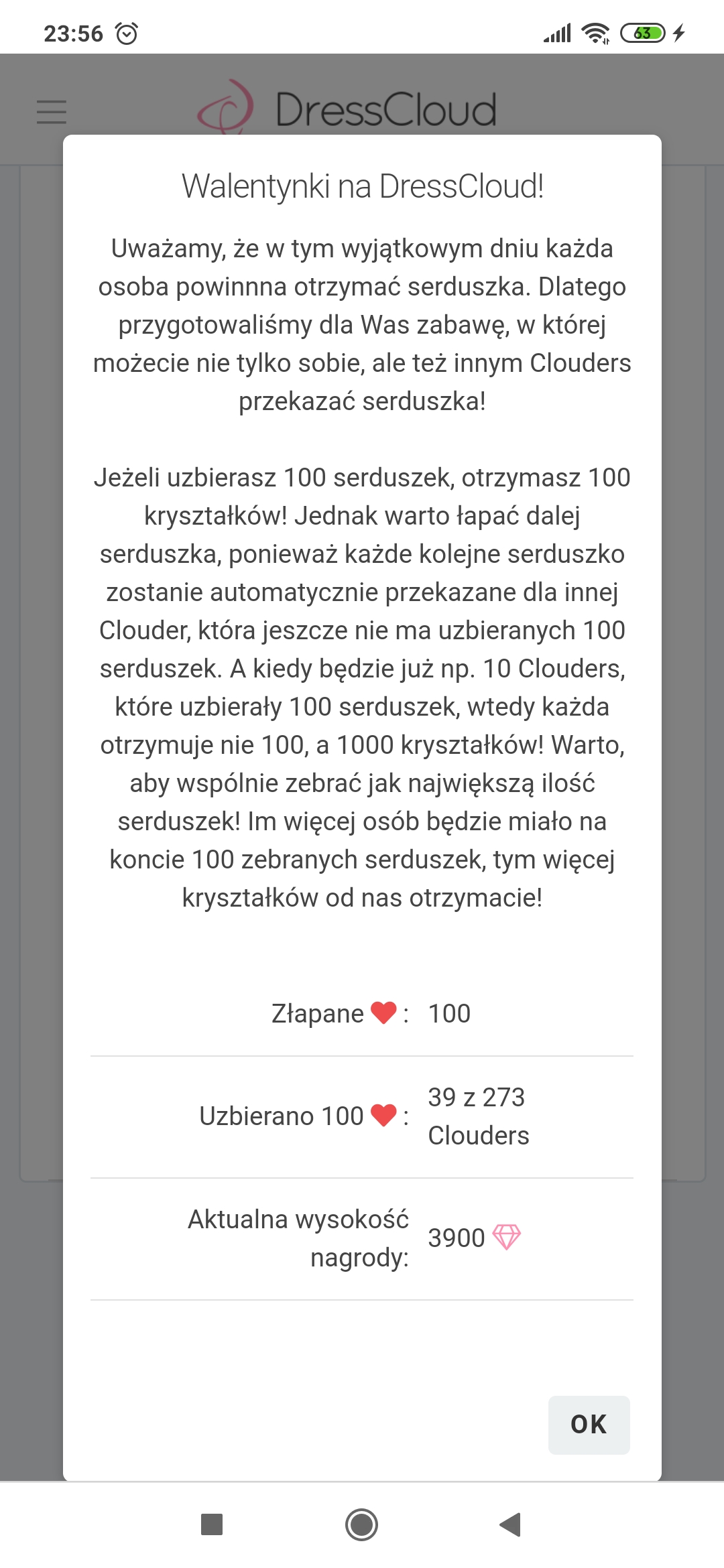 Walentynki DressCloud 2020 - łapanie serduszek 