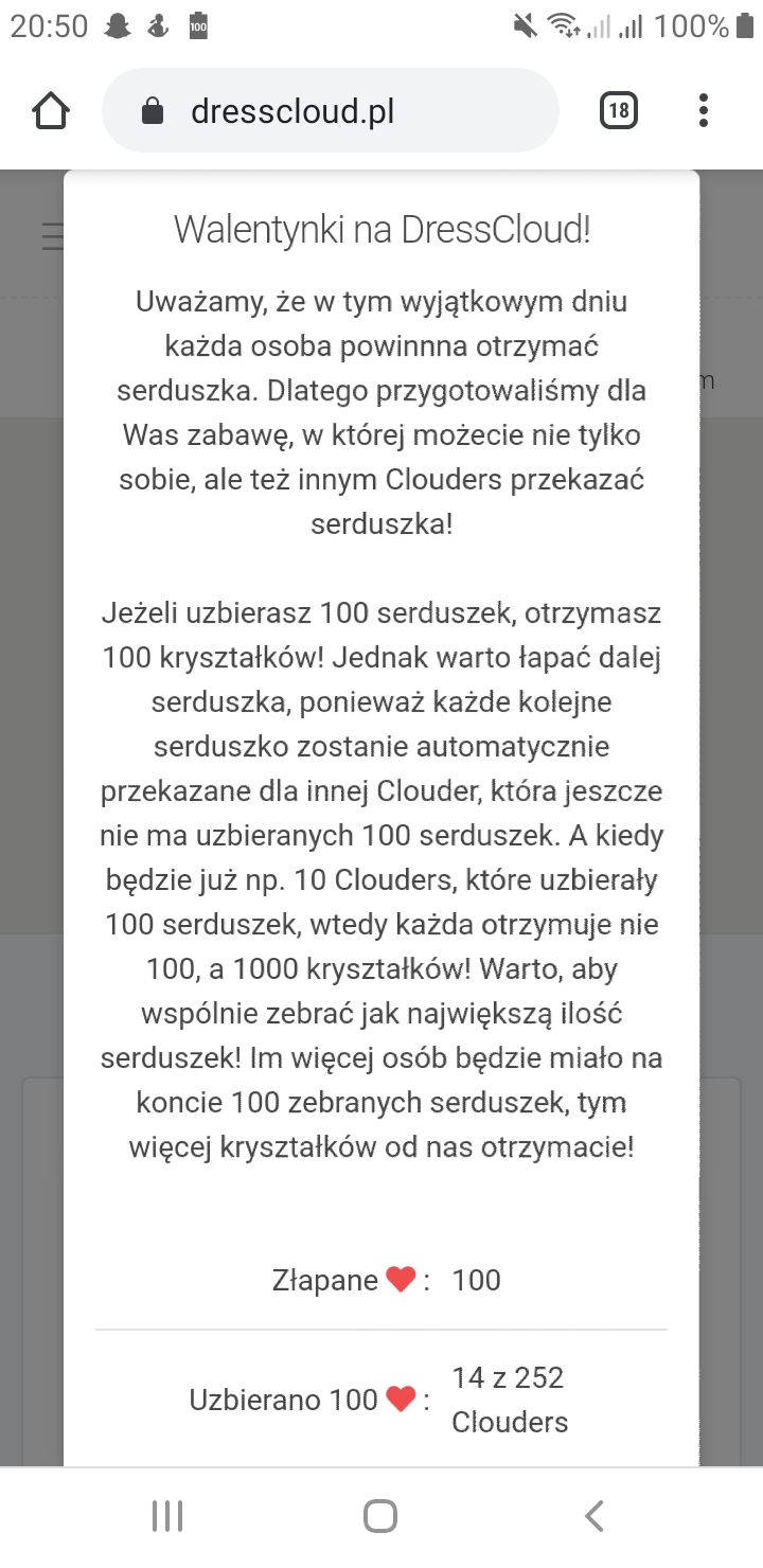 Walentynki DressCloud 2020 - łapanie serduszek 