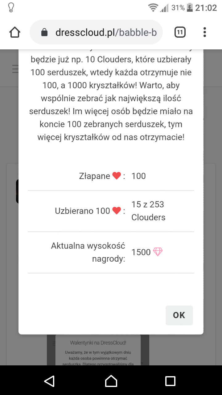 Walentynki DressCloud 2020 - łapanie serduszek 