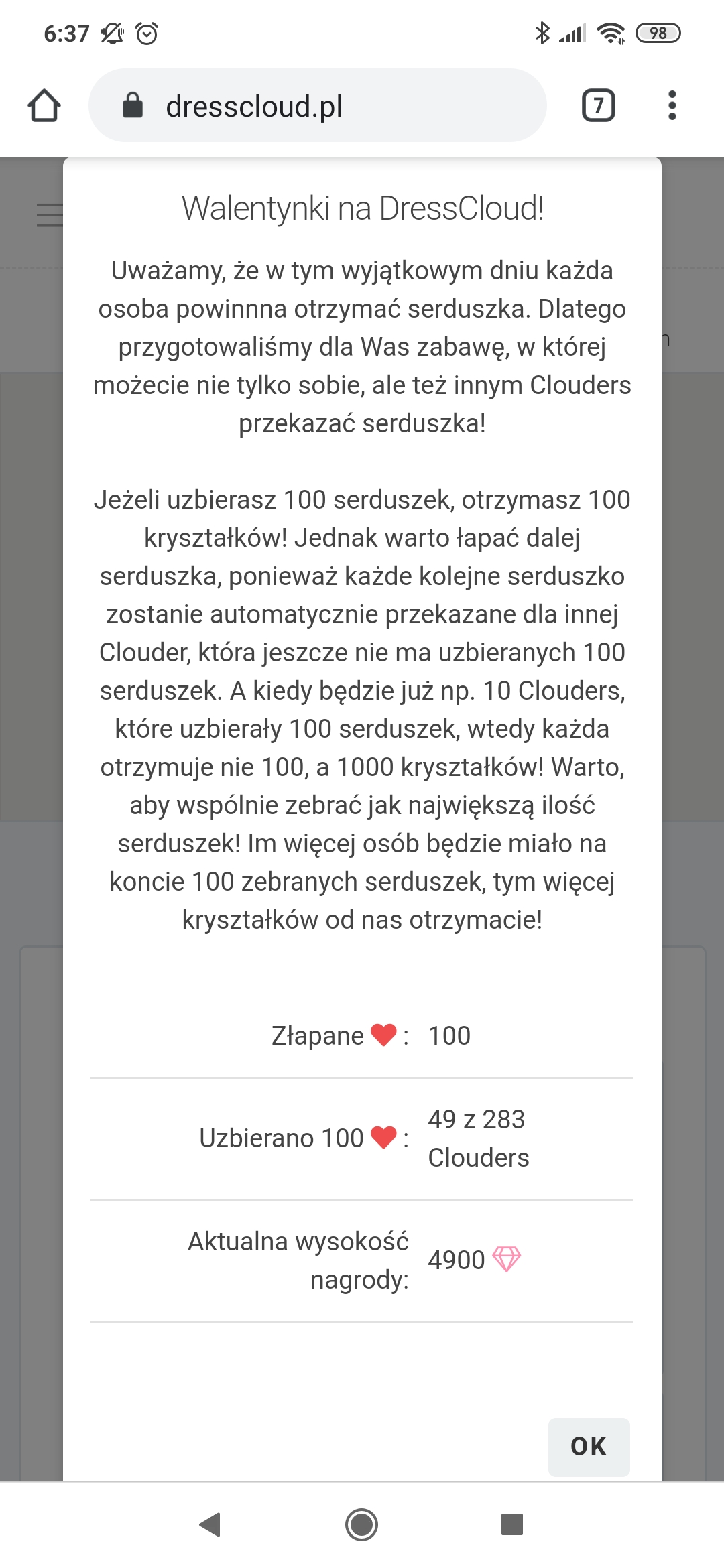 Walentynki DressCloud 2020 - łapanie serduszek 