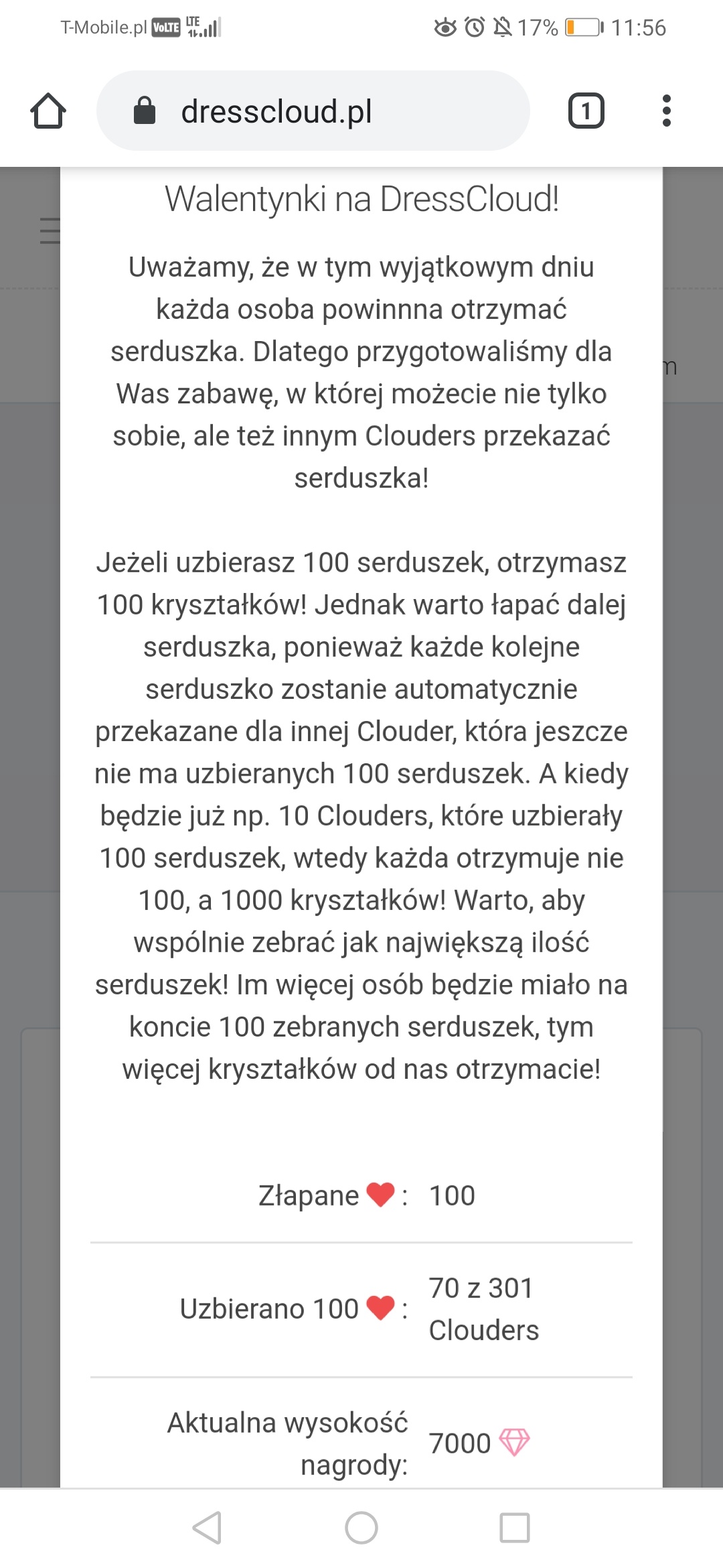 Walentynki DressCloud 2020 - łapanie serduszek 