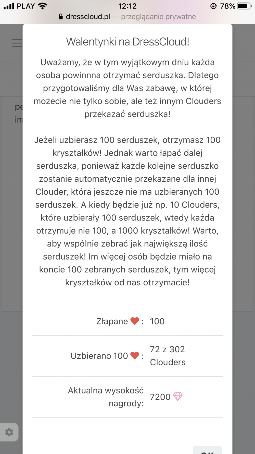 Walentynki DressCloud 2020 - łapanie serduszek 