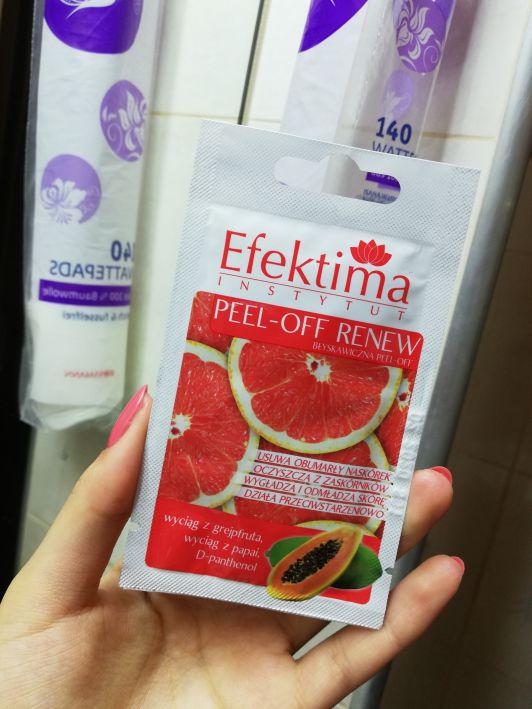 Efektima Peel-Off Renew, Maseczka do twarzy błyskawiczna, Z wyciągiem z grejpfuta i papai