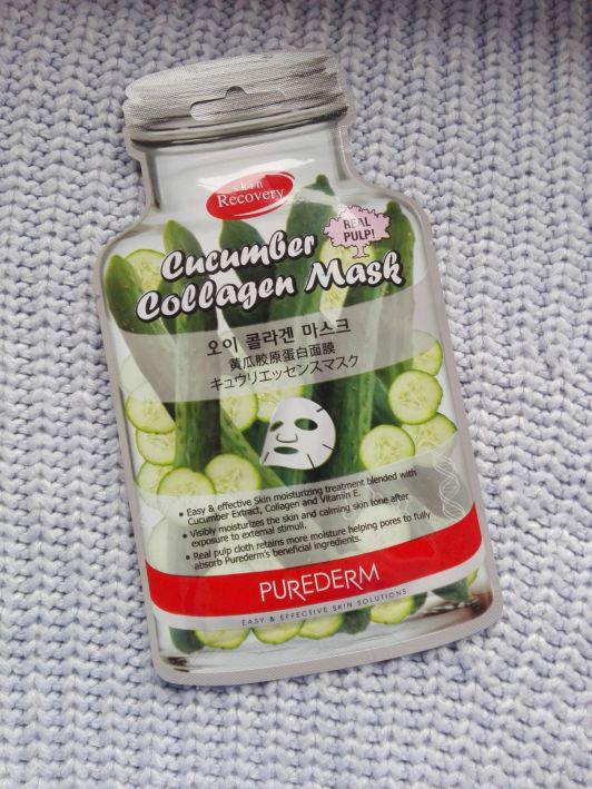 Purederm Maska do twarzy w płacie, Kolagenowa, Ogórek