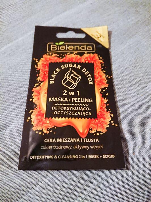 Bielenda Black Sugar Detox, Maska + Peeling do twarzy, 2w1, Detoksykująco-oczyszczająca, Cera mieszana i tłusta, Cukier trzcinowy i aktywny węgiel