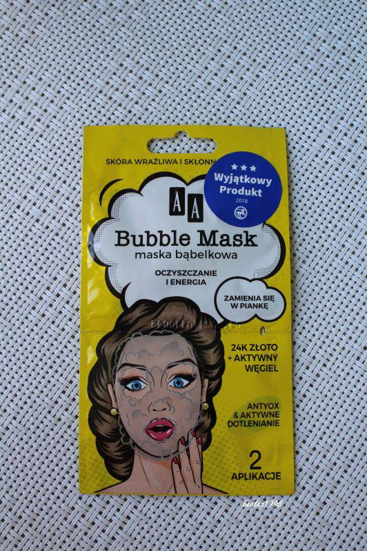 AA Bubble Mask, Maska bąbelkowa do twarzy, Oczyszczanie i energia, 24k złoto + aktywny wegiel