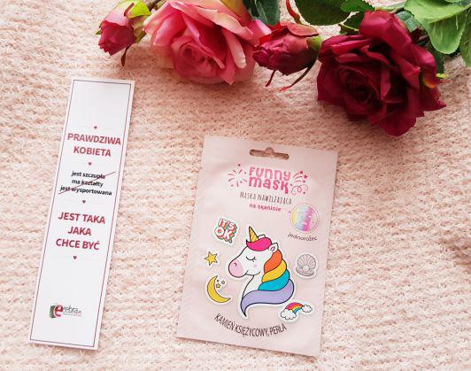 Marion Funny Mask, Maska do twarzy w płacie, Jednorożec, Nawilżająca, Kamień Księżycowy i perła