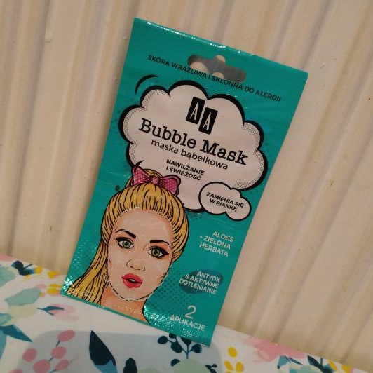 AA Bubble Mask, Maska bąbelkowa do twarzy, Nawilżenie i świeżość, Aloes i zielona herbata